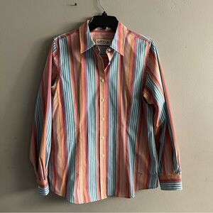 SOLD: ORVIS Wrinkle Free Multicolred Striped Long Sleeve Button Down Shirt 12